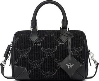 MCM Small Ella Boston Bag in Lauretos Lurex Jacquard in Black at Nordstrom