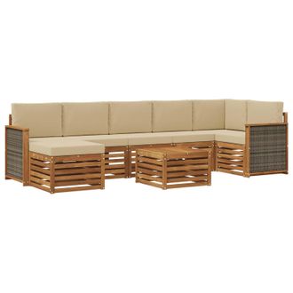 vidaXL Set Di Divani Da Esterno 7 Pz Naturale Vidaxl