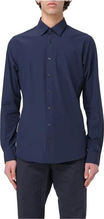 Michael Kors Performance Stretch Slim Shirt - Heren - Casual Overhemden - Blauw - L - Polyester - Overhemden