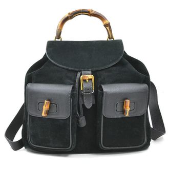 Gucci Black Suede Leather Backpack (Pre-Owned)