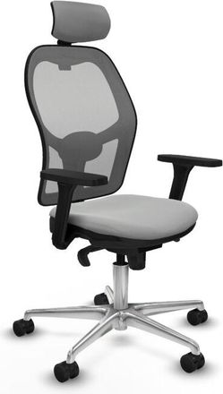 Piqueras y Crespo Piqueras Y Crespo - Jorquera Sincro Malla Gris Similpiel Gris Claro Brazos 3d Base Aluminio Cabecero 2d Ruedas 65mm Nailon