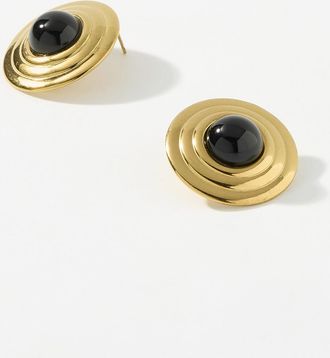 Simons Womens Black bead circular earrings