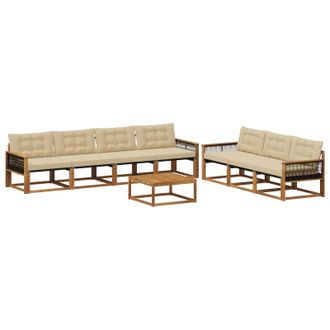 vidaXL Conjunto De Sof&aacute;s De Exterior Con Coj&iacute;n 8 Pcs Natural Y Beige Vidaxl