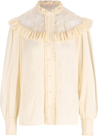 Chlo&eacute; Ruffled Lace-panel Shirt