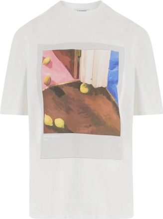 Jil Sander Bedruikt katoenen T-shirt - Dames - T-shirts - Wit - S - Katoen - Tops
