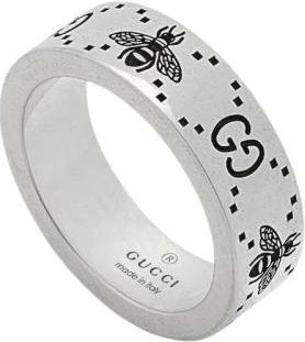 Gucci Zilveren Bij Gegraveerde Ring - Dames - Ringen - Grijs - 64 MM - Accessoires