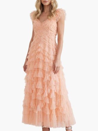 Needle & Thread Lola Backless Ballerina Dress in Apricot Blush at Nordstrom, Size 12