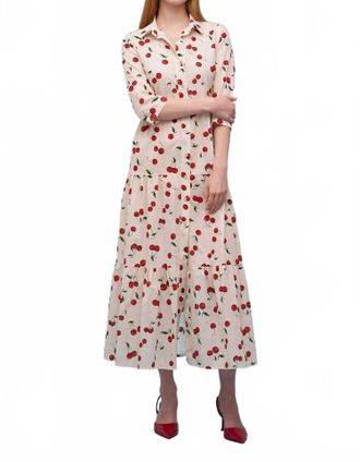 Astrid Cherry Maxi Dress In Ivory/milti