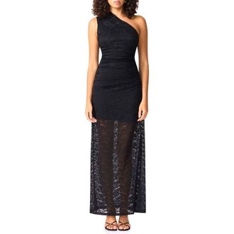 Elliatt Armelle Lace One-Shoulder Gown in Black at Nordstrom Rack, Size X-Large
