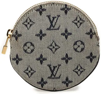 Louis Vuitton Navy Canvas Leather Coin Purse/Coin Case (Pre-Owned)