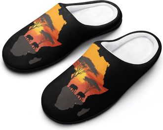 Generic African Safari Map Womens Slippers Winter Warm House Shoes Indoor Outdoor Hotel Slipper