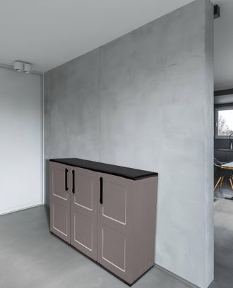 Dmora Armario Multiusos Para Exterior O Interior, Mueble 3 Puertas Y 1 Balda En Polipropileno, 100% Made In Italy, 102x37h84 Cm, Color Gris - Dmora