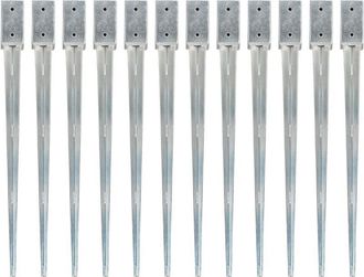 vidaXL Vidaxl - Picas De Tierra 12 Uds Acero Galvanizado Plateado 7x7x90 Cm