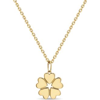 Devata Clover Heart Pendant Necklace in 14K Gold, 19mm in Yellow Gold at Nordstrom, Size 18