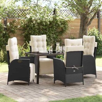 vidaXL Conjunto De Comedor De Jard&iacute;n 5 Pcs Negro Polirat&aacute;n Vidaxl