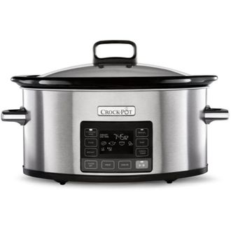 Crock Pot Crockpot Pentola per Cottura Lenta,Slow Cooker,Spegnimento Automatico,5.6 lt,fino 6-8 Persone,Funzione TimeSelect per Programmare orario fine
