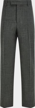 Ferragamo Men & apos;s Wool Chevron Tailored Trousers