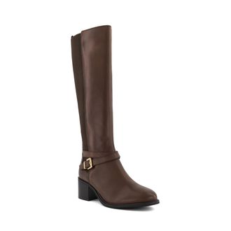 Dune London Womens Ladies Buckle-Detail Knee-High Boots Tildy - Brown Leather (archived) - Size UK 6