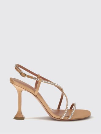 Amina Muaddi Sandali slingback Sally in raso con cristalli e tacco alto