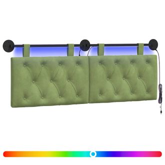 vidaXL Cabecero Colgante Con Luz Led Verde Claro Terciopelo Vidaxl