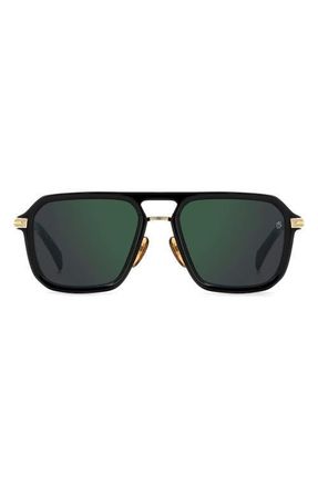 David Beckham 56mm Navigator Sunglasses in Black Gold/green Sp at Nordstrom