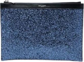 Saint Laurent Pre-owned Leren Clutch - Dames - Vintage Clutch - Blauw - ONE Size - Leer - Vintage