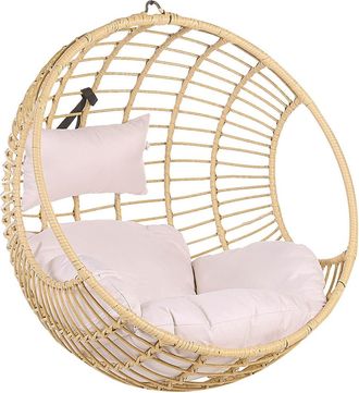 Beliani Silla colgante Rat&aacute;n sint&eacute;tico Natural