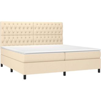 vidaXL Vidaxl - Cama Box Spring Colch&oacute;n Y Luces Led Tela Crema 200x200 Cm