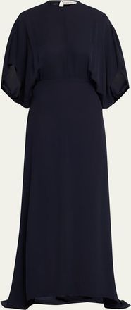 The Row Koralie Silk Chiffon Capelet Maxi Dress