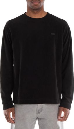 Rains Mens Black Addis Fleece Crewneck Sweatshirt, Size X-Small