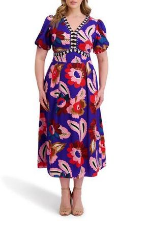 Kensie Printed Woven Maxi Dress in Cobalt Multi at Nordstrom Rack, Size 1X