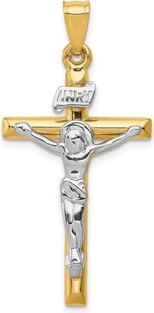 Diamond2Deal 14k Two-tone Gold INRI Crucifix Pendant