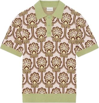 Dr&ocirc;le de Monsieur Floral-tapestry Knit Polo Shirt