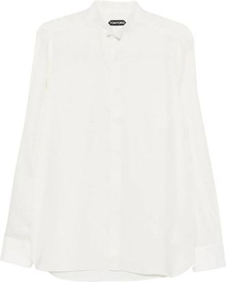 Tom Ford Band Collar Shirt - Heren - Casual Overhemden - Wit - XL - Overhemden