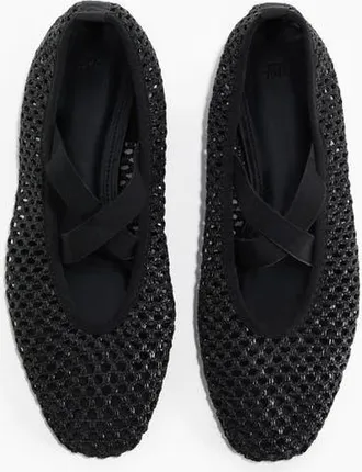 H&M Braided Ballet Flats in Black at Nordstrom, Size 10
