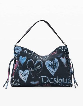Desigual Borsa grande nera con graffiti-Multi