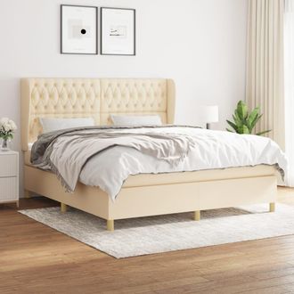 vidaXL Cama Box Spring Con Colch&oacute;n Tela Color Crema 180x200 Cm Vidaxl