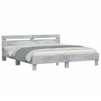 vidaXL Estructura De Cama Cabecero Y Luces Led Gris Hormig&oacute;n 180x200cm Vidaxl