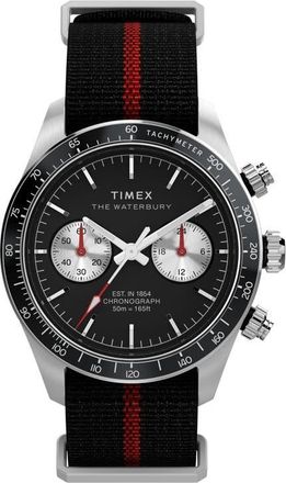 Timex Waterbury Heritage Chronograph Webbing Strap Watch, 39mm in Black at Nordstrom