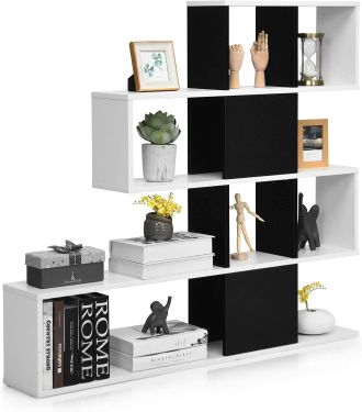Costway Costway - Estanter&iacute;a Librer&iacute;a 5 Niveles, Librer&iacute;a Moderna De Estilo Escalera, Estanter&iacute;a Multifuncional Para Sal&oacute;n, Dormitorio, Sala De Estudio 120 X 