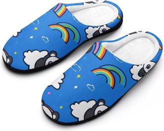 Generic Cute Cartoon Panda Cotton Slippers for Women Memory Foam Comfy House Shoes with Anti-Skid Rubber Sole