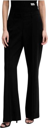 DKNY Broeken met persvouw en logoplaquette - Dames - Wijde Broeken - Zwart - 2XS - Polyester - Broeken