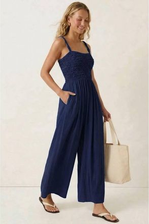 Naked Zebra Seaside Romance Jumpsuit In Navy Blue