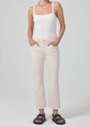 Citizens Of Humanity Isola Zip Cropped Bootcut Jeans In Almondette
