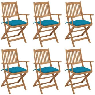 vidaXL Sillas De Jard&iacute;n Plegables 6 Uds Y Cojines Madera Maciza Acacia Vidaxl