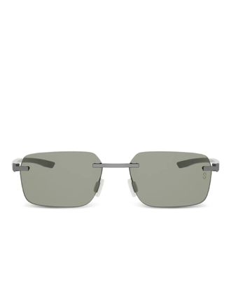 Tag Heuer rimless rectangle-frame sunglasses - men - Metal - 56 - Green