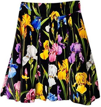 Dolce & Gabbana Black tulip printed velvet skirt Size S