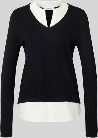 Comma Strickpullover mit Strukturmuster in Black, Größe 34