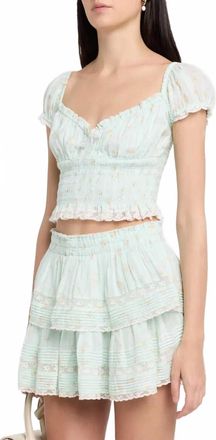 LoveShackFancy Womens Ruffle Mini Skirt In Celadon