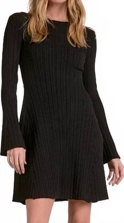 Elan Long Sleeve Crewneck Dress In Black